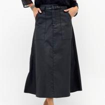 Saia Specific Jeans Midi Resinada Evasê Feminina