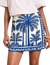 Saia Sujama Summer Boho Floral Print Wrap Wrap Mini para mulheres
