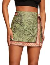 Saia Sujama Summer Boho Floral Print Wrap Wrap Mini para mulheres