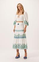 Saia super midi com camadas estampa localizada. Tam. M Saia super midi com camadas estampa localizada. Tam. M