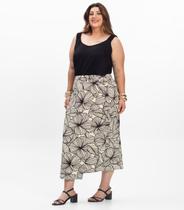 Saia Super Midi Feminina Plus Size Secret Glam Bege