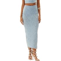 Saia Super Midi Lança Perfume AV24 Azul Feminino