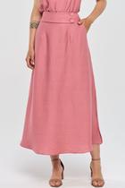 Saia Super Midi PKS Viscose Rosê Saia Super Midi PKS Viscose Rosê