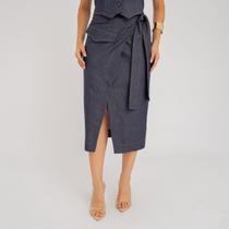 Saia susie midi envelope jeans feminino