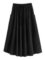 Saia SweatyRocks casual de cintura alta plissada em linha A preta Saia SweatyRocks casual de cintura alta plissada em linha A preta