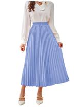 Saia SweatyRocks casual longa plissada azul claro para mulheres