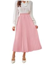 Saia SweatyRocks com palangre longo plissado para mulheres rosa