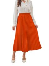 Saia SweatyRocks com pregas compridas para mulheres, laranja queimada, XL