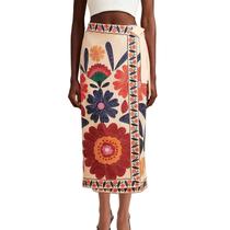 Saia Talakeno Floral Wrap Midi para mulheres, vermelha de verão Saia Talakeno Floral Wrap Midi para mulheres, vermelha de verão