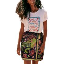Saia Talakeno Summer Floral Wrap Short Feminina preta-dourada Saia Talakeno Summer Floral Wrap Short Feminina preta-dourada