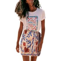 Saia Talakeno Summer Floral Wrap Short para mulheres vermelho-azul Saia Talakeno Summer Floral Wrap Short para mulheres vermelho-azul