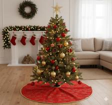 Saia Tapete Para Árvore De Natal Vermelha 40 Cm Poliéster Veludo Brilhosa Saia Tapete Para Árvore De Natal Vermelha 40 Cm Poliéster Veludo Brilhosa
