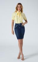 Saia Tradicional Jeans Bordado Laura Rosa (810720)