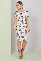 Saia Tradicional Reta Sarja Estampa Floral - Titanium Jeans