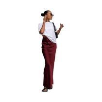 Saia Trompete Elegante De Cetim Preto Com Cintura Alta Para Mulheres, Saia Longa Sólida Slim Para