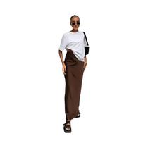 Saia Trompete Preta De Cetim Elegante De Cintura Alta Para Mulheres, Saia Longa Lisa Para - TODOBLACK