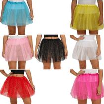 Saia Tule Adulto 40cm com Brilho Estrela para Carnaval Festa