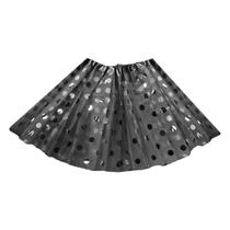Saia Tule Poá Preto com Prata Infantil - 30cm