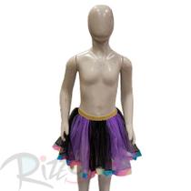 Saia Tule Roxo/Preto - Barrado cores candy - 30cm - Mod 420 - 01 unidade - Rizzo - NYR FESTAS