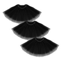 Saia tutu BFONS de tule de 3 camadas preta 22-43 polegadas Saia tutu BFONS de tule de 3 camadas preta 22-43 polegadas