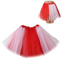 Saia tutu BFONS para mulheres, tule adulto, 3 camadas, vermelho e branco