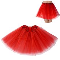 Saia tutu BFONS para mulheres, tule vermelho, 3 camadas, cintura de 56 a 109 cm Saia tutu BFONS para mulheres, tule vermelho, 3 camadas, cintura de 56 a 109 cm