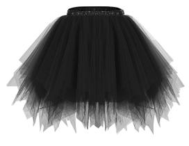 Saia tutu Bridesmay Christmas preta dos anos 50 vintage para mulheres