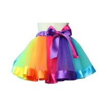Saia Tutu Colorida De Tule Arco-Íris Para Meninas De 2 a 9 Anos, Saia De Dança Feita À Mão