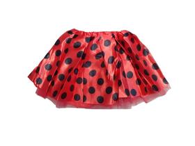 Saia Tutu Curto Cetim c/ bolinhas Infantil 28cm 2 camadas