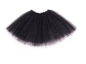 Saia Tutu Curto Preto Tule 40cm Elástico Cintura 46cm