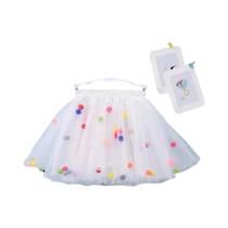 Saia Tutu Infantil de Tule com Pompom - Vestido de Princesa para Meninas