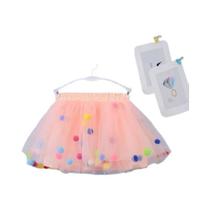 Saia Tutu Infantil de Tule com Pompom - Vestido de Princesa para Meninas
