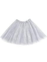 Saia tutu VEKDA de 3 camadas de tule elástico para mulheres adultas cinza