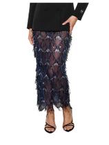Saia Unybwonn Sequin Fringe Midi para mulheres, malha transparente, azul Saia Unybwonn Sequin Fringe Midi para mulheres, malha transparente, azul