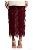 Saia Unybwonn Sequin Sheer Fringe Glitter Purple para mulheres Saia Unybwonn Sequin Sheer Fringe Glitter Purple para mulheres