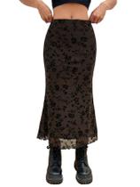 Saia Verdusa de malha de cintura alta Fishtail Bodycon para mulheres