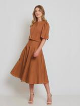 Saia Via Lessa Atlanta Midi Modelagem Evasê Terracota Saia Via Lessa Atlanta Midi Modelagem Evasê Terracota