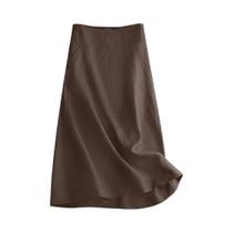 Saia Vintage De Cintura Alta Até O Tornozelo, Saia Solta Para Mulheres, Cor Sólida, Moda Casual Saia Vintage De Cintura Alta Até O Tornozelo, Saia Solta Para Mulheres, Cor Sólida, Moda Casual