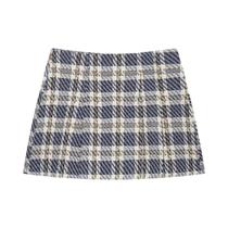 Saia Vintage Feminina De Cintura Alta Com Estampa Xadrez, Ajuste Slim, Zíper Lateral, Textura
