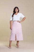 Saia viscolinho midi rosa hadaza