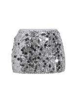 Saia WDIRARA Sparkly Sequin Bodycon Mini Silver para mulheres Saia WDIRARA Sparkly Sequin Bodycon Mini Silver para mulheres