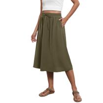Saia Witsmile Summer Chiffon Bohemia Aline High Waist Army Green