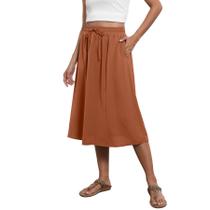 Saia Witsmile Summer Chiffon Bohemia Midi de cintura alta feminina