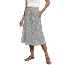 Saia Witsmile Summer Chiffon Bohemia Midi de cintura alta feminina