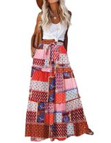 Saias boho femininas Zeagoo, saia maxi longa e fluida de verão com bolsos, saias femininas casuais A Line, roupas de praia para mulheres, 2025, saias midi M Saias boho femininas Zeagoo, saia maxi longa e fluida de verão com bolsos, saias femininas casuais A Line, roupas de praia para mulheres, 2025, saias midi M