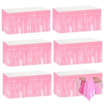 Saias de mesa em folha metálica rosa mebiornt 74x274 cm, pacote com 6 Saias de mesa em folha metálica rosa mebiornt 74x274 cm, pacote com 6
