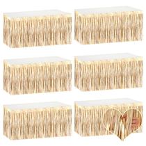 Saias de mesa Mebiornt, 29 x 108 polegadas, franja dourada, pacote com 6