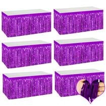 Saias de mesa Mebiornt, folha metálica roxa de 29 x 108 polegadas, pacote com 6 Saias de mesa Mebiornt, folha metálica roxa de 29 x 108 polegadas, pacote com 6
