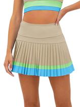 Saias de tênis Fisoew, bloco colorido de cintura alta com shorts femininos