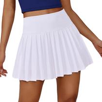 Saias de tênis PINSPARK brancas para mulher com bolso de cintura alta